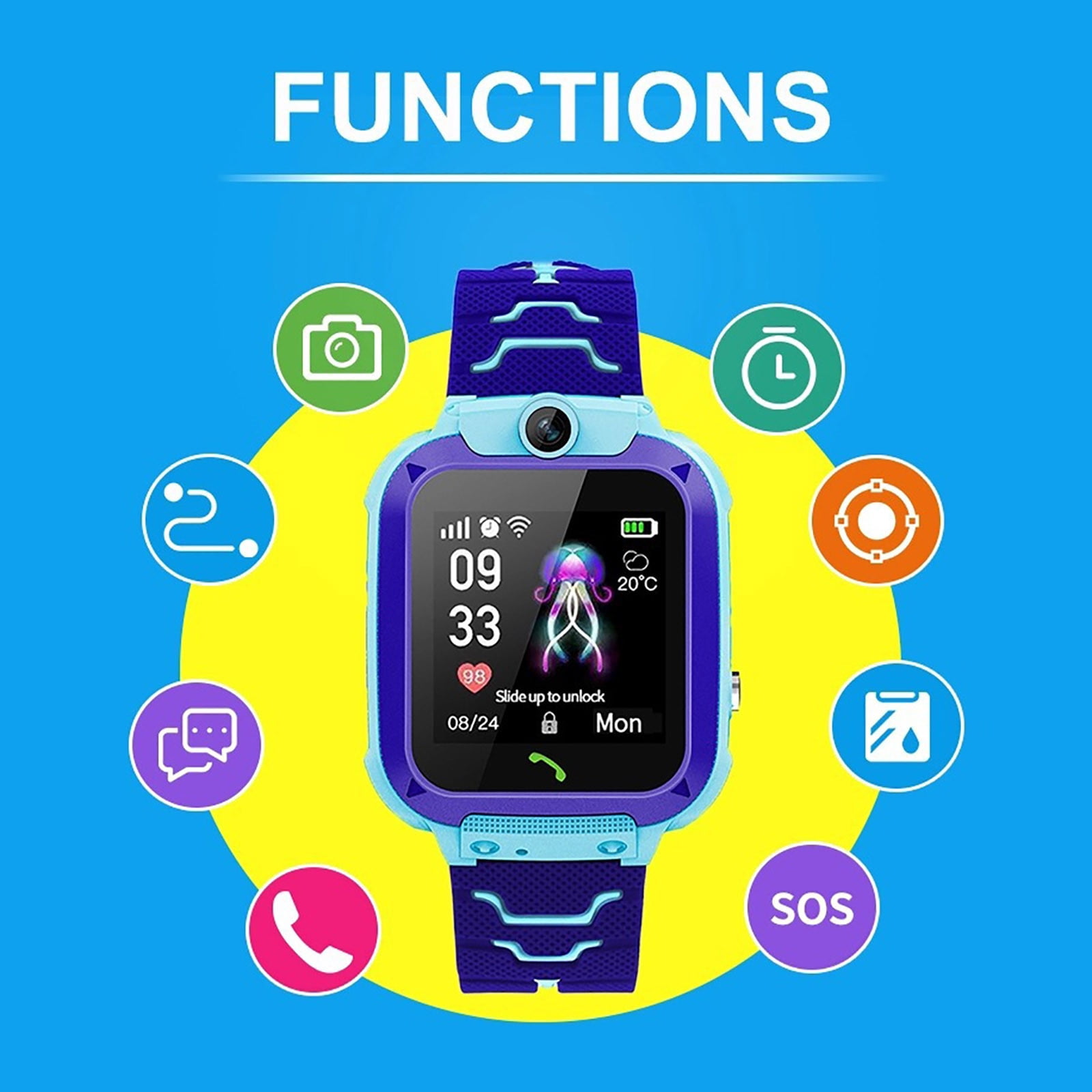 Kids Smart Watch with GPS Tracker & Two-Way Calling, 1.44" HD Touch Screen, Parental Controls, IPX6 Waterproof, SIM Card Compatible, Perfect for Boys & Girls Ages 3-12, Pink