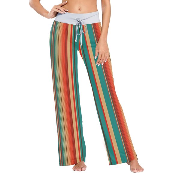 GZHJMY Women's Pajama Pants Mexican Serape Blanket Stripes Colorful Comfy Stretch Sleepwear Essentials womens Lightweight Lounge Terry Pajama Pant, Small