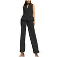 thumbnail image 3 of Jinhomg Women's 2 Piece Suit Sets Sleeveless Two Button Vest and Wide Leg Pants 2025 Fashion Business Casual Work Outfits Black L, 3 of 8