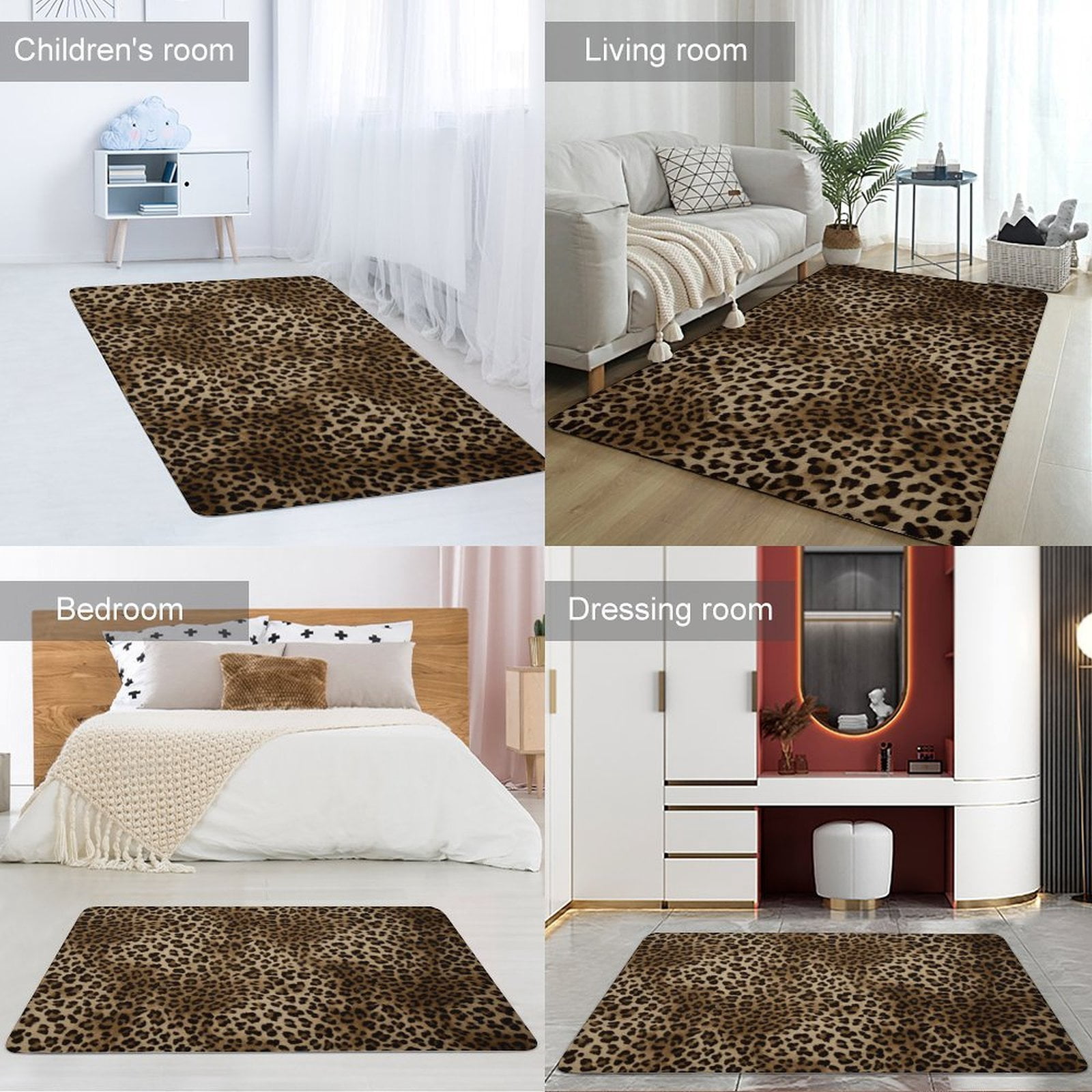 Leopard Print Carpet Style Living Room Bedroom Soft Comfy Rug Modern 3d Entry Door Mats Household 63"x 79"