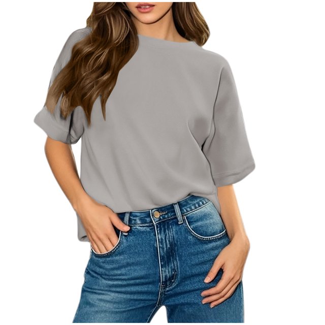 Camisetas Casuales de las Mujeres, Manga Corta Suelta, Cuello Redondo Casual Top para las Mujeres