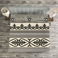 thumbnail image 3 of Ambesonne Ethnic Quilted Bedspread Set 3 Pcs, Antique Leaves, King Size, Taupe Black Tan, 3 of 3