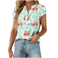 thumbnail image 2 of ALLLIST Short Sleeve Spring Tops Graphic Button V-Neck T-Shirts Ladies Tops and Blouses, 2 of 5