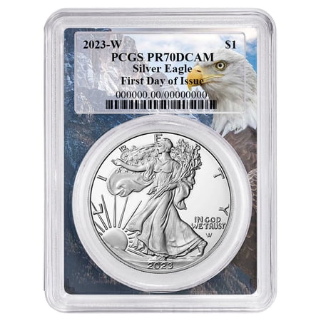 2023-W $1 1-oz Proof American Silver Eagle PCGS PR70DCAM FDOI Eagle Frame