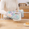 thumbnail image 7 of DouZhe Oven Mitts and Pot Holders Sets, Watercolor Geometric Rhombus Background Prints Non-Slip Heat Resistant Kitchen Oven Silicone Glove, 7 of 7