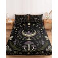 thumbnail image 2 of Full Size Fitted Sheet Set - Farmhouse Flowers Leaves 3 Piece Bedding Sets 16" Deep Pocket Fitted Sheet with 2 Pillowcases, Retro Botanical Moon Butterfly Brushed Microfiber Hotel Luxury Bed Sheets, 2 of 9