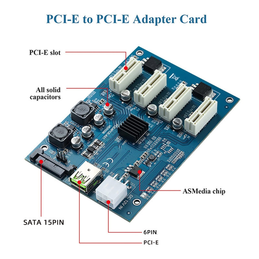 PCIE 1X To 4 Port Expansion Card ASM1184e Main Control For Multiple Graphics Cards Desktop Computer