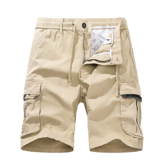 SOOMLON Men's Shorts Casual Summer Beach Shorts Basketball Shorts Pocket Comfy Shorts Zipper Zipper Button Elastic Waist Crop Cargo Shorts Khaki XL