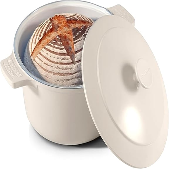5 Qt Dutch Oven Pot with Lid, Nonstick Ceramic Dutch Oven Stock Pot, 10 in 1 Cooking Pots & Dutch Ovens for Bread Baking, Lightweight Oven & Dishwasher Safe – Cream