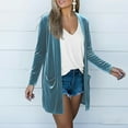 thumbnail image 5 of Gamivast Velvet Cardigan for Women Dressy Open Front Cardigans Trendy Fall Long Sleeve Jackets with Pockets Elegant Comfy Solid Color Coats Fall Fashion Outfits 2025, 5 of 7