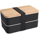 thumbnail image 1 of Fiambrera Negra | Diseño japonés Bento 3 cubiertos | Caja Bento Bambú 2 Compartimentos Herméticos 1200 ML | Lavavajillas de microondas | Fiambrera de Madera Adulto Niño, 1 of 4