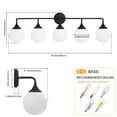 thumbnail image 6 of Deyidn 5-Light Black Modern Vanity Light, 39 Inch Dimmable Bathroom Light Fixture with Opal Glass Globes for Mirror, 6 of 10