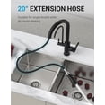 thumbnail image 4 of DAYONE Matte Black Kitchen Faucet with Drinking Purfied Water Faucet, 3 Holes High Arc 3 in 1 Sink Tap Stainless Steel, Two-Handle 3-Way Pull Down Sprayer, (Without System), 4 of 8