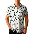thumbnail image 2 of Mifsaly Mens Valentines Shirt Hearts Print Short Sleeve Blouse Cozy Breathable Vacation Tops Festival Party Lapel Basic Blouse Spring Summer Outfits XXXL, 2 of 9