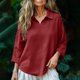 thumbnail image 2 of Tops de Manga Corta para las Mujeres de Ajuste Suelto Color Sólido 3/4 Manga Opción Blusa Verano Casual, 2 of 8