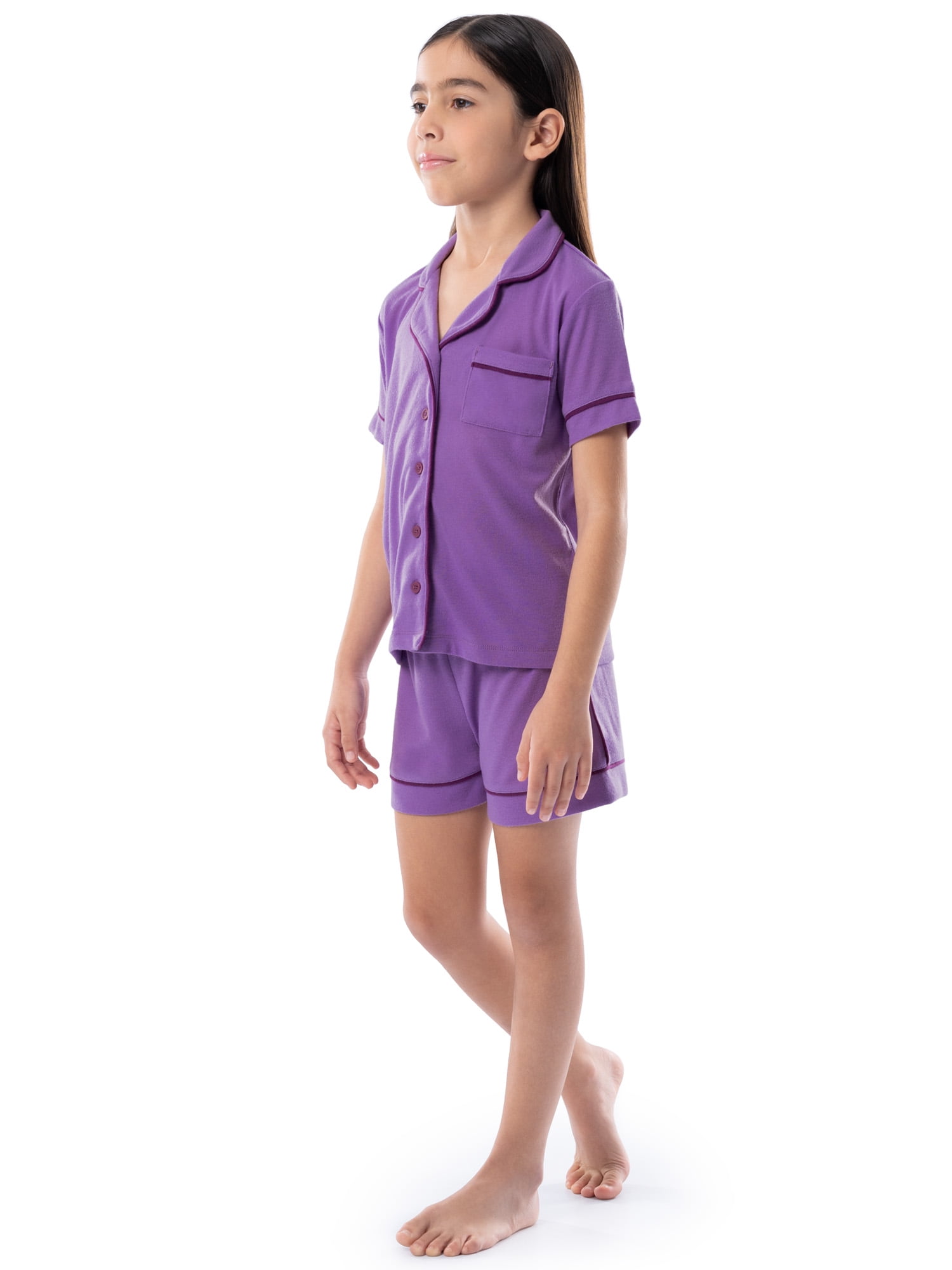 Fruit of the Loom Energize Girl's Lose Fit Short Sleeve Top & Short Pajama Sleep Set, Sizes 4/5-14/16