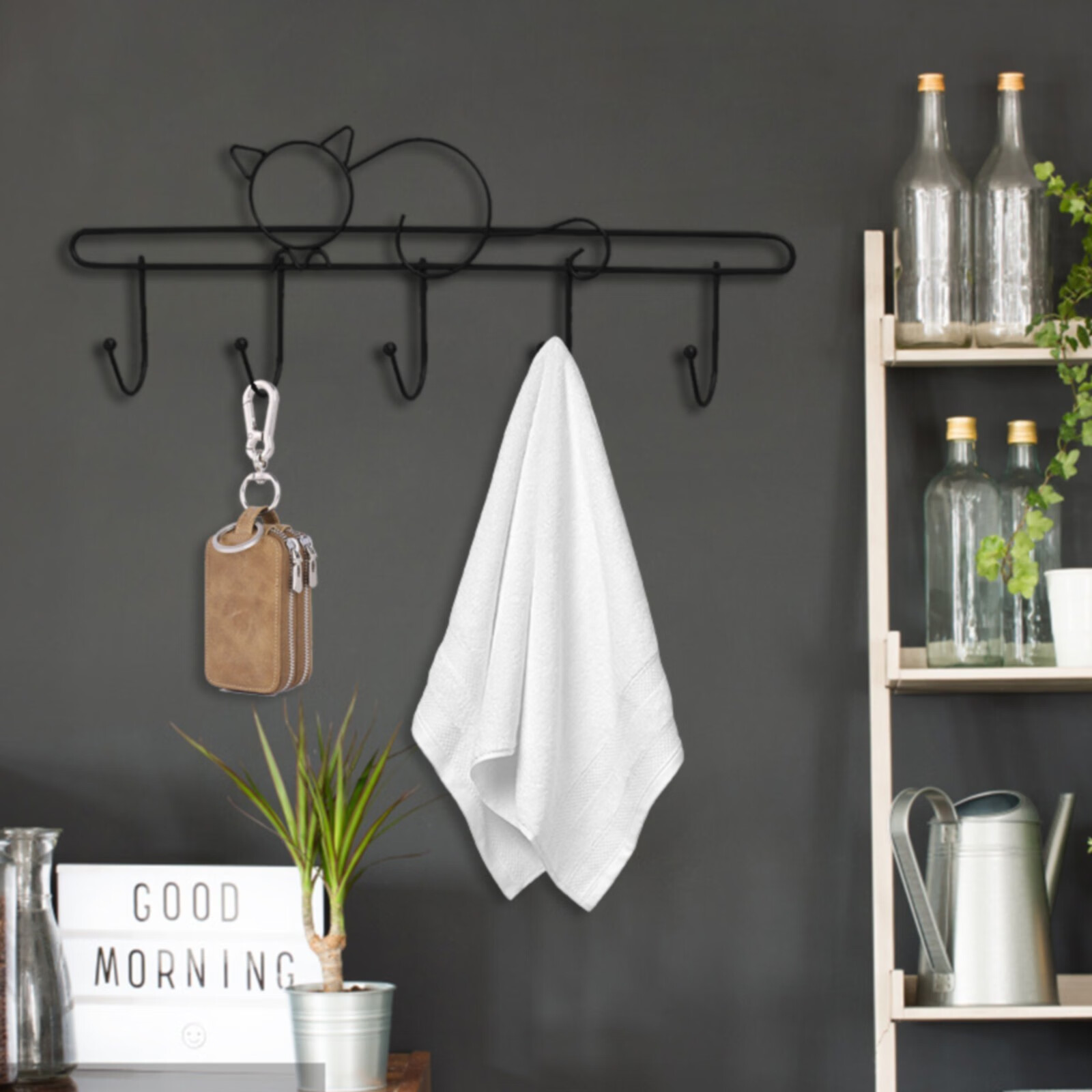 Cat Shaped Coat Hooks For Hanging Coats Coat Rack Wall Mounted Metal