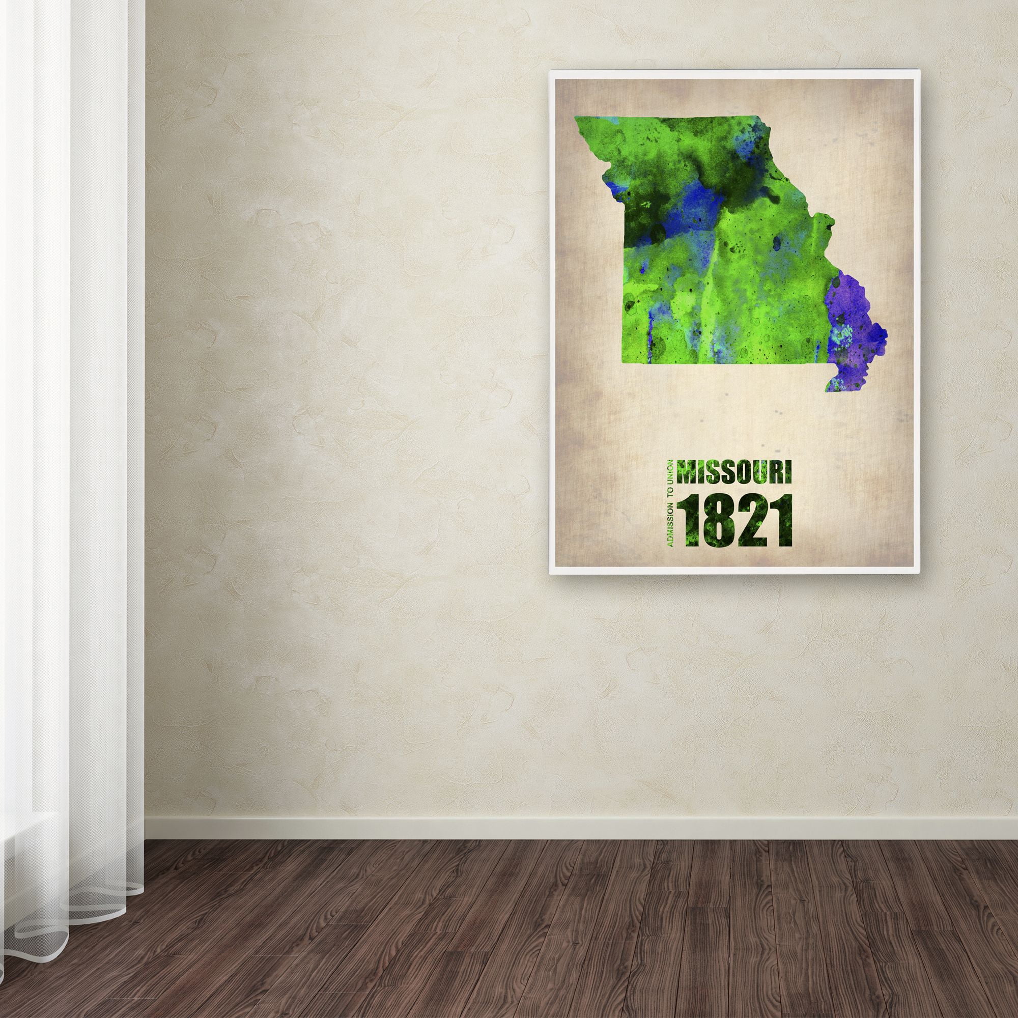 Trademark Fine Art "Missouri Watercolor Map" Canvas Art by Naxart