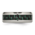 thumbnail image 2 of Stainless Steel Polished Black/Green Carbon Fiber Inlay Ring, 2 of 8