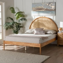 Baxton Studio Wrenley Japandi Platform Bed, Queen, Antique Rattan