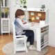 thumbnail image 2 of Para niños' escritorio y chair set-de madera study mesa con almacenamiento estantes bulletin board y hutch para homework y reading, 2 of 6