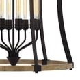 thumbnail image 4 of 8 Bulb Chandelier with Wooden and Metal Frame, Brown and Black- Saltoro Sherpi, 4 of 5