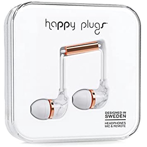 Happy Plugs Stockholm Unik edition headphones mic & remote White/Copper
