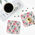 thumbnail image 5 of Kll Square Drink Coasters Set Of 4,Pu Leather Absorbent Coasters Set Decorative Coffee Cup Coasters Housewarming Gift For Home Decor-Roses And Butterflies, 5 of 9