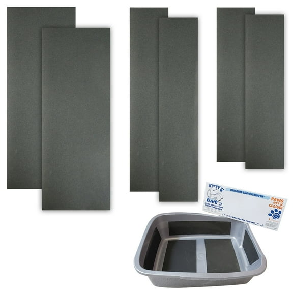 Kitty Cure Cat Scratching Manicure Strips, Scratch Liner for Litter Box, Furniture, or any Flat Surface, Nail File for Cats, 6 Peel & Stick Scratching Strips, 3 Pairs of Strips in Different Sizes