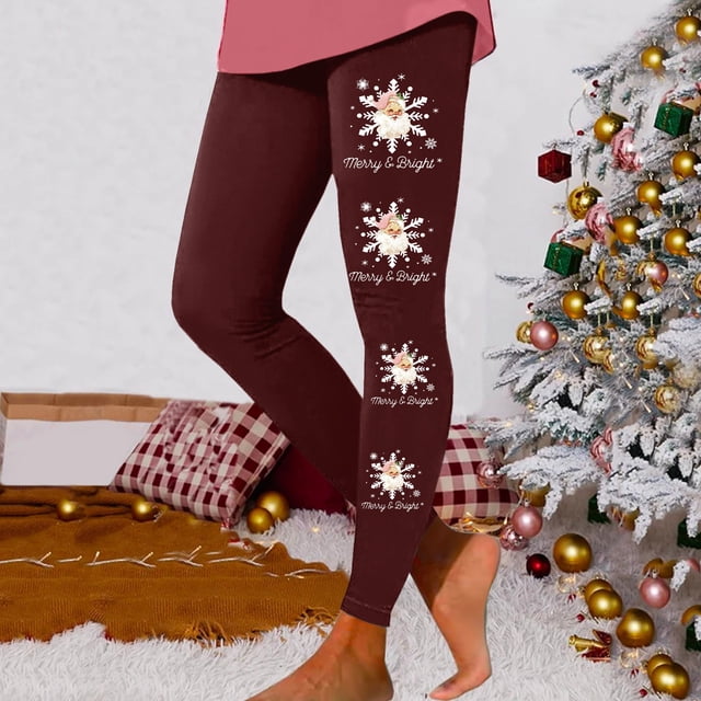 MKLEKYY Leggings para mujer, leggings de entrenamiento, leggings con estampado navideño, pantalones de bloques de color, leggings suaves y elásticos. 1462