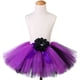 thumbnail image 5 of Falda tutú de bruja para niñas, color negro y morado, disfraz de Halloween para niños, minifalda de tul con flores, atuendo de tutú para bebés y niños con sombrero, 5 of 5