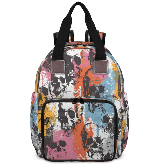 Jiaoprinted Sugar Skeleton Diaper Bag Backpack, Day of the Dead Skulls Travel Diaper Bag, Waterproof Mom Backpack Travel Essentials with Insulated Bottle Pockets & Stroller Strap