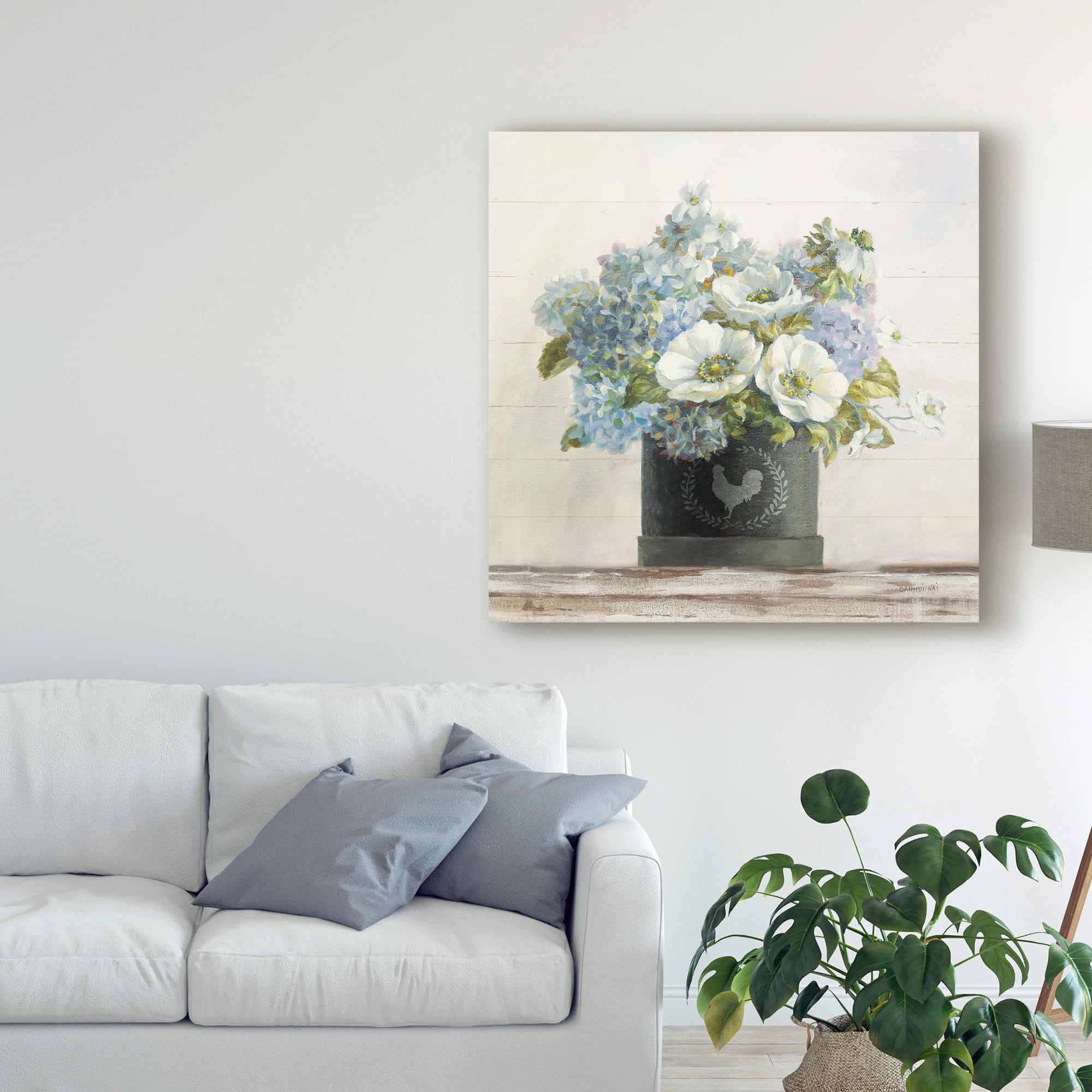 Trademark Fine Art 'Anemones in Hatbox Shiplap' Canvas Art by Danhui Nai