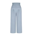 thumbnail image 6 of Lmnyox Women's Palazzo Pants Solid Color Wide Leg High Waist Pants Baggy Travel Pull-on Trousers with Pockets, 6 of 9