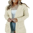 thumbnail image 3 of Women Cable Knitted Cardigan Outwear Solid Color Long Sleeve Open Front Sweater Jacket with Pockets, 3 of 6