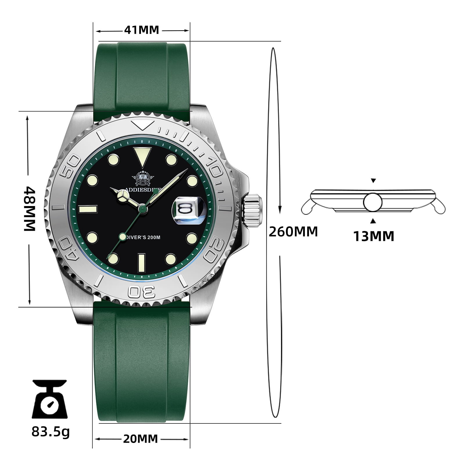 ADDIESDIVE Men's Dive Watch - 200M Water Resistant, Japanese Quartz Movement, Ceramic Bezel & Super Luminous Quartz Watches for Men