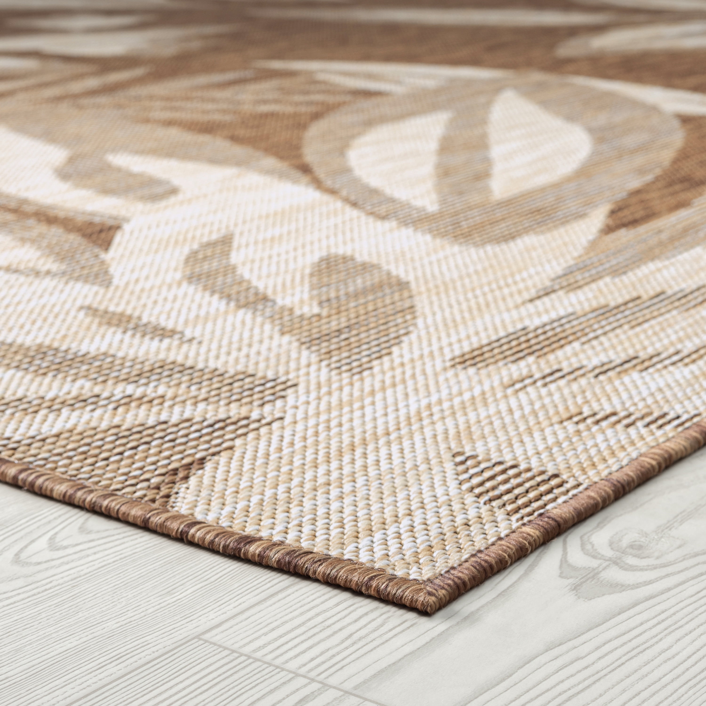 2x3 Water Resistant, Small Indoor Outdoor Rugs for Patios, Front Door Entry, Entryway, Deck, Porch, Balcony | Outside Area Rug for Patio | Brown, Floral | Size: 2' x 3'