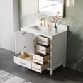 thumbnail image 4 of ANGELES HOME 36" Bathroom Vanity with Sink, Bathroom Freestanding Vanity W/ 2 Soft-Close Doors and 5 Soft-Close Drawers, Solid Wood Cabinet Vanity with Cultured Marble Countertop, White, 4 of 6