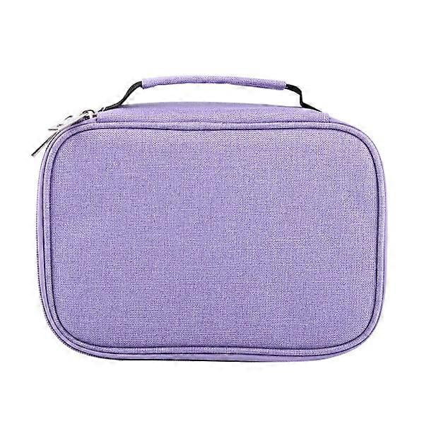 72 Slots Multifunctional Foldable Fabric Pencil Case Large Capacity Zipper Pen Bag Purple