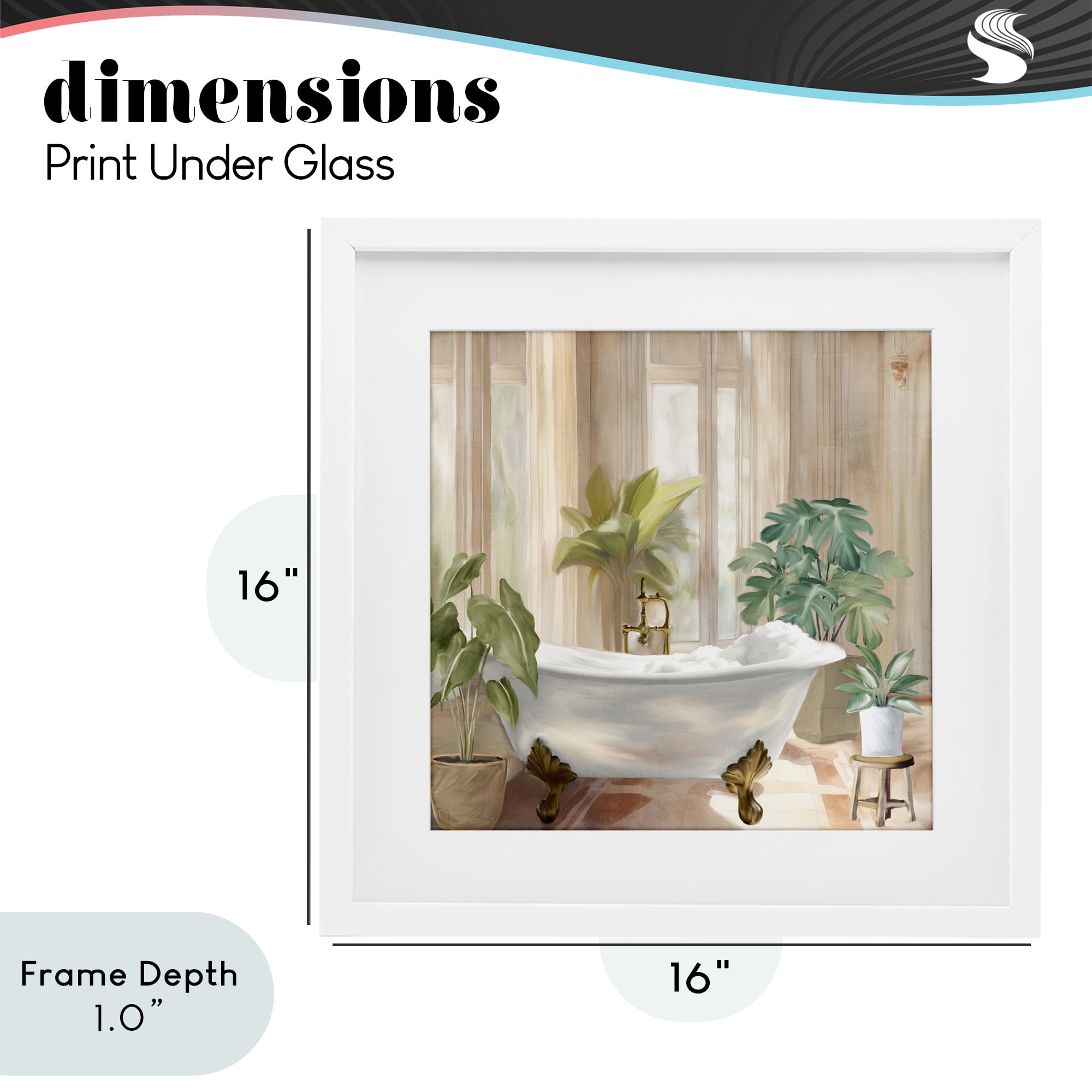 Stupell Industries Serenity Bathroom Plants White Framed Print Under Glass, design by Kim Allen