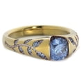 thumbnail image 1 of Flmtop Femmes Mode Feuille Faux Saphir Incrusté Doigt Bague Club Bijoux Cadeau, 1 of 10