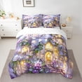thumbnail image 2 of Homewish Dreamy Castle 7-Piece Bedding Comforter Set,Romantic White Rose King Bedding Sets,Purple Flower Floral Bed Sheets For Girl,Breathable Home Decor Reversible, 2 of 8