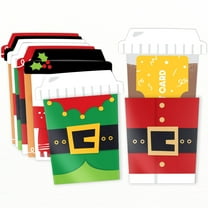 Big Dot of Happiness Assorted Christmas Holiday Coffee Cup Gift Card Holders with Envelopes, Christmas Party Cash Money Holders and Gift Card Sleeves, Holiday Nifty Gifty Pack, Set of 8