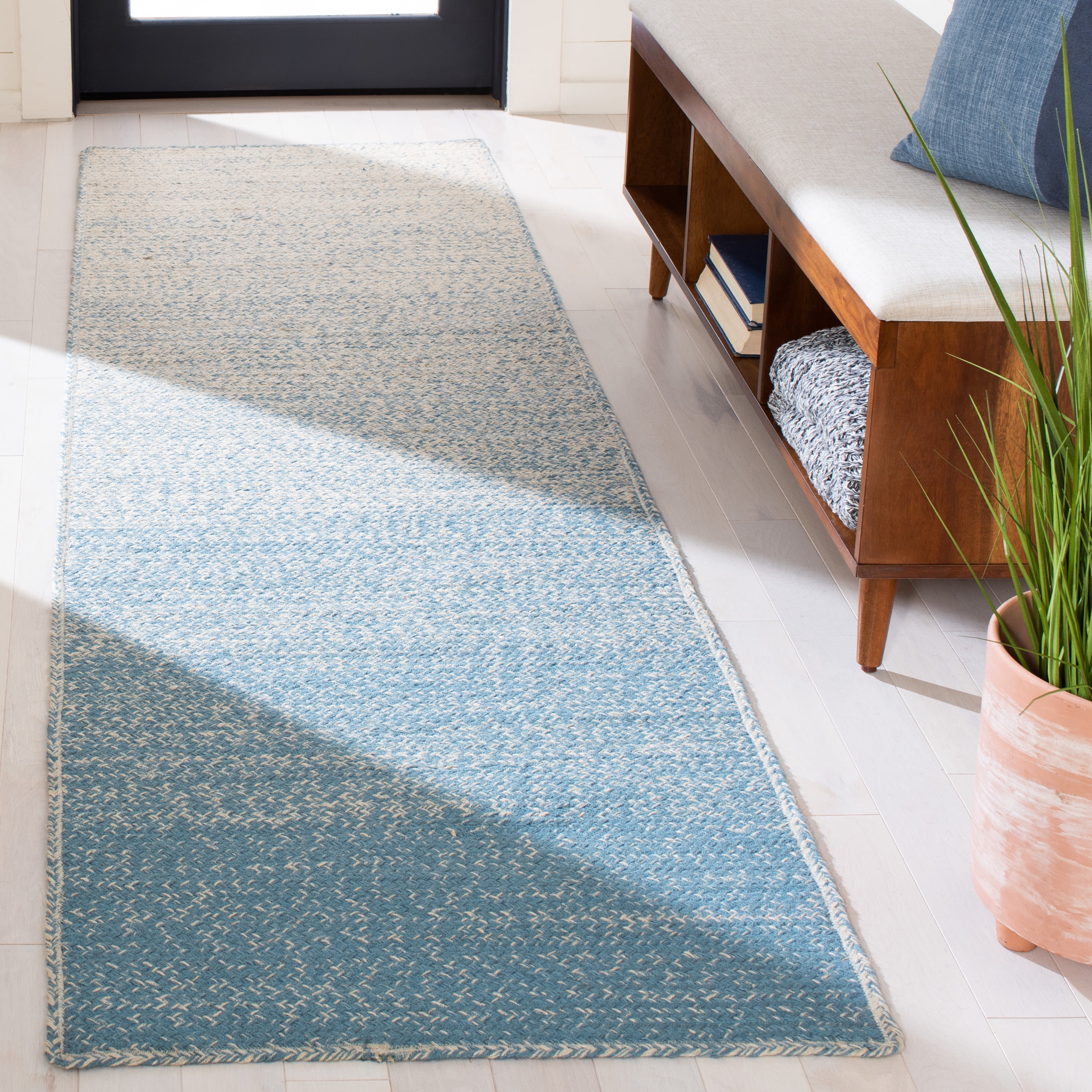 SAFAVIEH Natural Fiber Arda Gradient Runner Rug, Natural/Light Blue, 2'3" x 8'