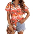 thumbnail image 3 of Fantaslook Hawaiian Button Down Shirts for Women Casual Short Sleeve Floral Print Blouses Summer Tops, 3 of 9