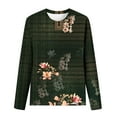 thumbnail image 5 of Pompotops Femmes Dames Col Rond Hauts Amples Décontractés T-Shirts Imprimés Blouse à Manches Longues en Solde, 5 of 5