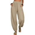 thumbnail image 2 of Cilcicy Cotton Linen Lounge Elastic Waist Women Harlan Pants, 2 of 5