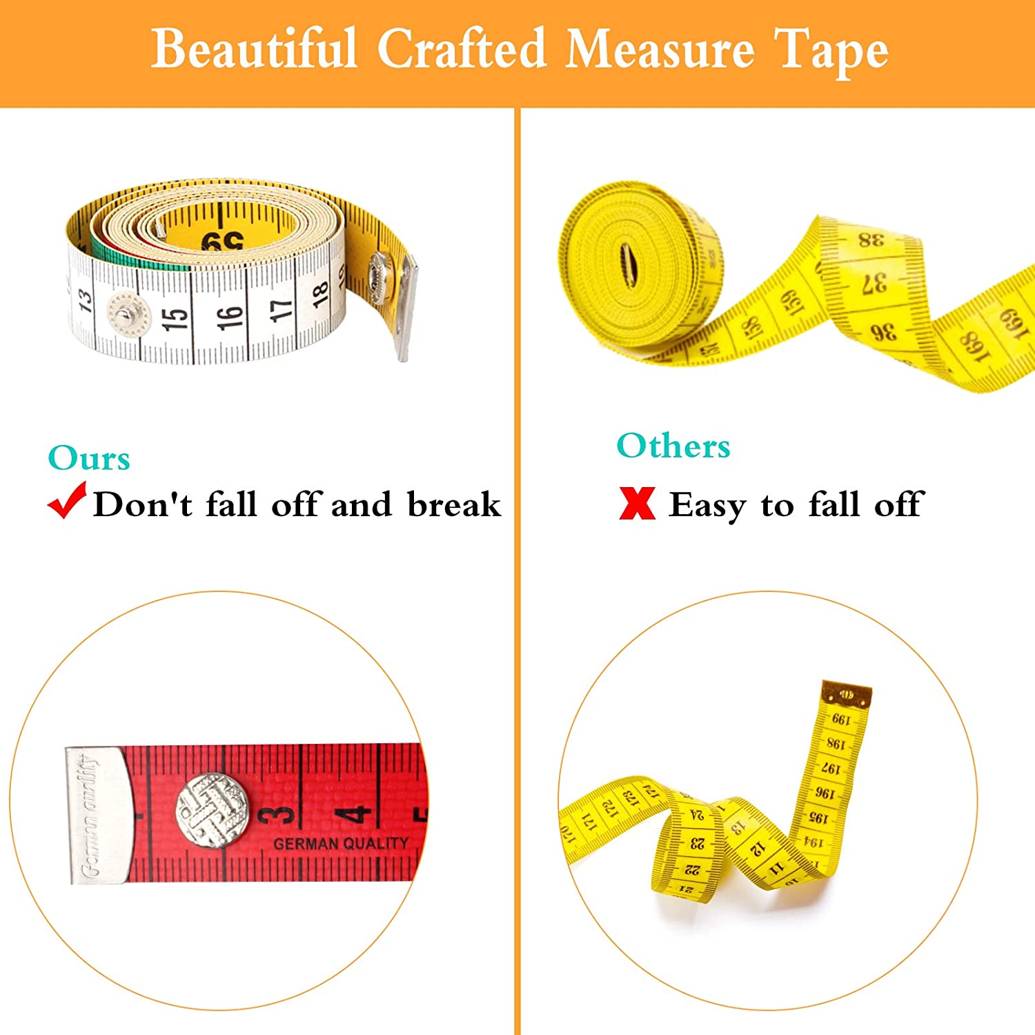 2 Pcs Measuring Tape for Body, Double-Sided Body Measurement Tape Soft Tape  Measure for Sewing, Fabric Tailor 