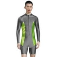 thumbnail image 2 of YONGHS Men's Long Sleeve Swimsuit Front Zipper One Piece Bathing Suit Rash Guard Swimming Sun Protective Grey 3XL, 2 of 5