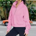 thumbnail image 3 of Stand Collar Fall Clothes Half Zip Women Solid Color Daily Outfit (Coffee XL), 3 of 6
